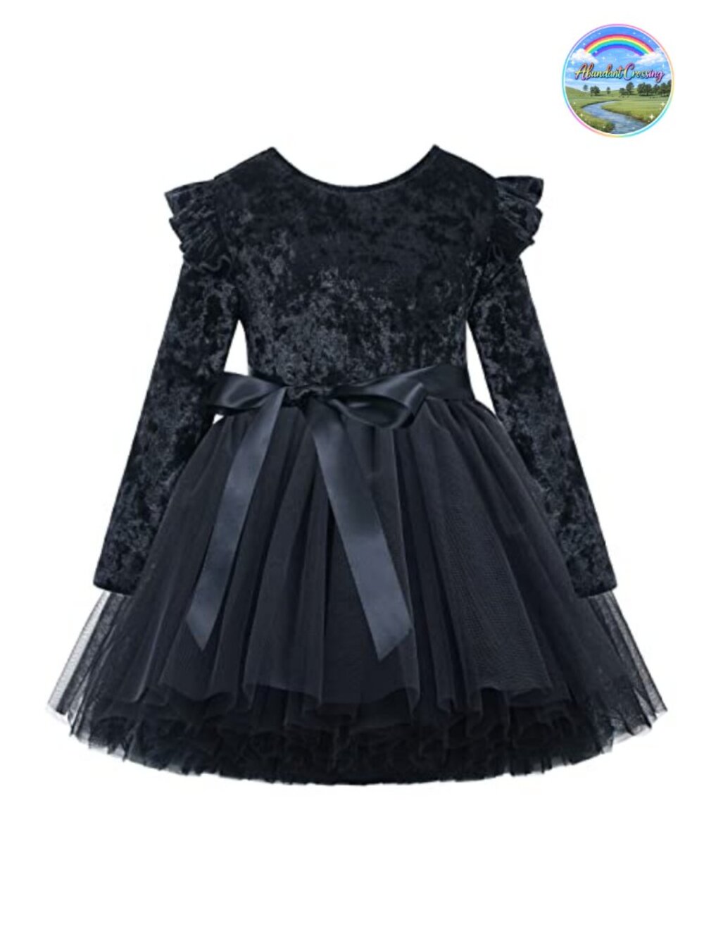 Toddler Girls Velvet Tulle Dress Long Sleeve Tutu Princess Party Dress